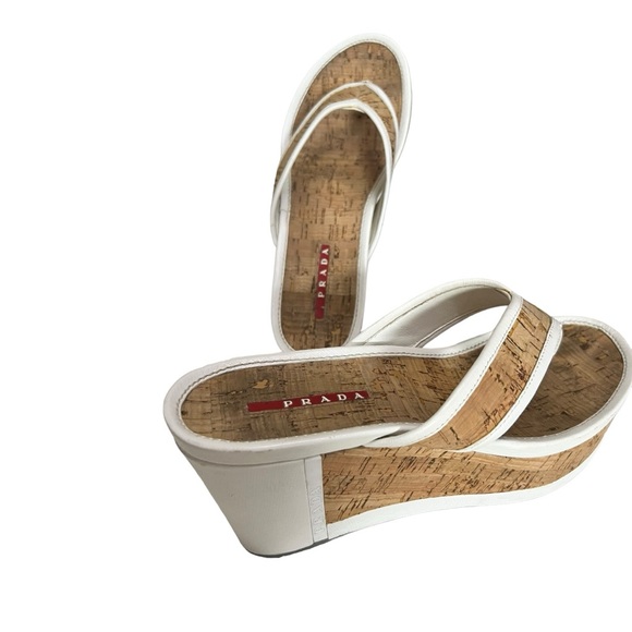 Prada Cork platform wedged sandals sz 38.5 - Picture 2 of 13